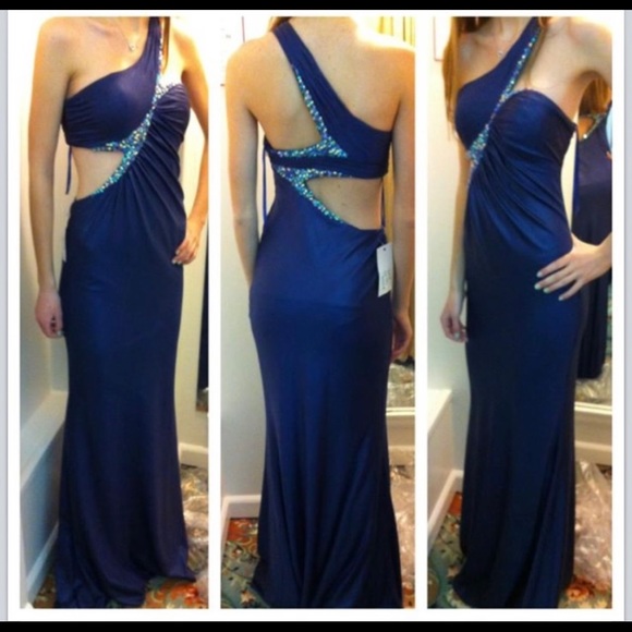 Deep Blue Prom Gown - Picture 1 of 3